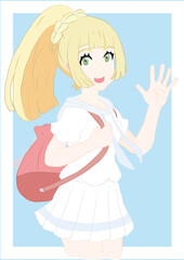 Cartoon girl drawing