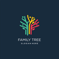 Family tree logo vector design with modern style