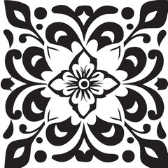 Flower clipart vector design black and white
