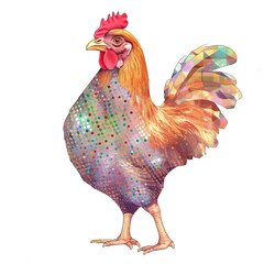 Disco Chicken Transparent Background Generative AI Illustration 