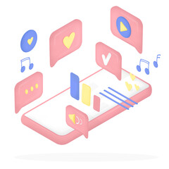 3D vector minimal analytics pink mobile phone