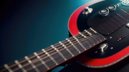 Beautiful guitar with details in the background. Generative AI