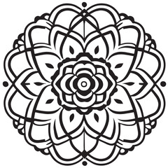 Flower clipart vector design black and white