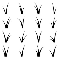Vector Collection Set of Seamless Grass Silhouettes