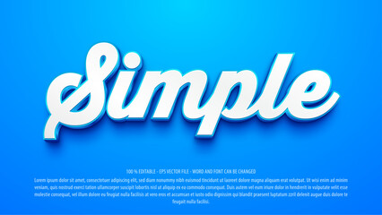 Simple blue 3d editable text effect premium vector