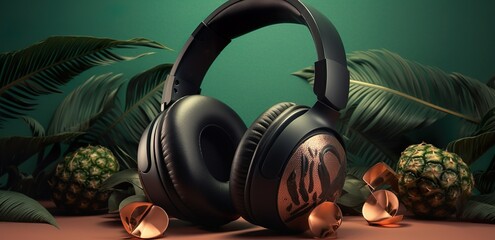 Melodic Immersion: AI-Generated Close-Up Shot of Headphones for Music Enthusiasts