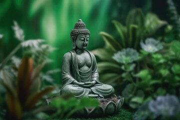 buddha statue in the garden, generative ai