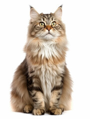 Photo of a Siberian cat isolated on a white background - obrazy, fototapety, plakaty