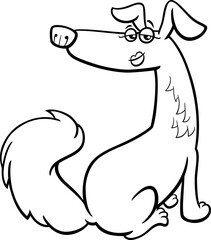 funny cartoon female dog animal character coloring page