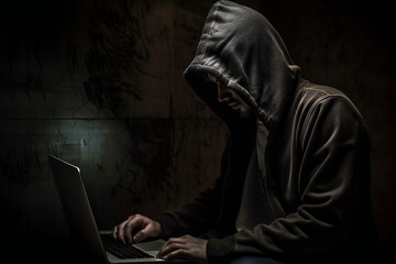 Hacker. Computer crime, Cyber security concept. Generative AI