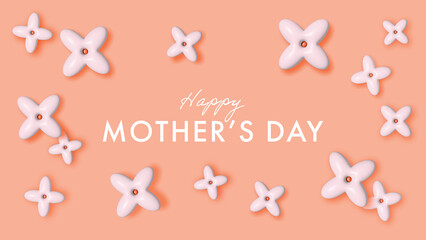 Mother's Day Design with minimalistic 3D flowers