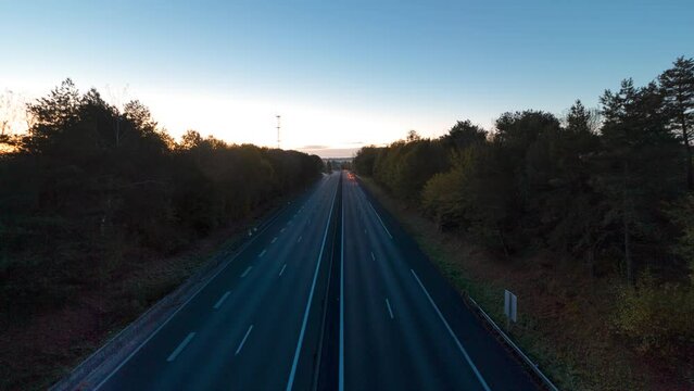 car on the road at morning