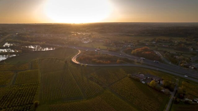 aerial hyperlapse drone in sunset