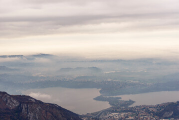 Fototapeta na wymiar top view of the Como Lake from the pian dei Resinelli, Lecco, Italy