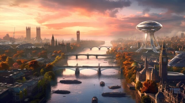 futuristic London in 2050 AI generative
