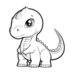 Cute Baby Trex Dinosaur Animal For Coloring Book Or Coloring Page For Kids Vector Clipart Illustration