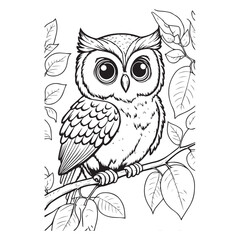Cute Owl Animal For Coloring Book Or Coloring Page For Kids Vector Clipart Illustration