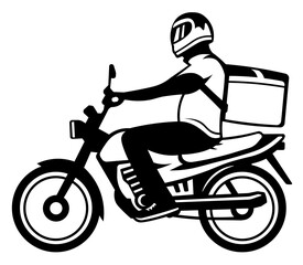 Fototapeta na wymiar Delivery man riding motorbike SVG, Riding bike delivery SVG, Delivery SVG, Delivery man SVG, Food delivery vector 