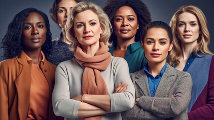 Obraz premium Portrait group of diverse Female Teachers together, Generative AI