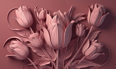 Natural Romance: A Pink Floral Frame with Peonies and Roses