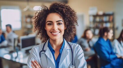 Fototapeta premium Portrait Female Physicians Doctors together, Generative AI