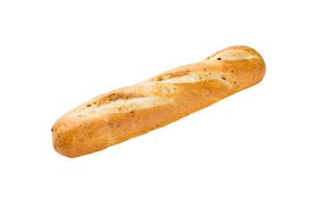 onion baguette french bread isolated on white