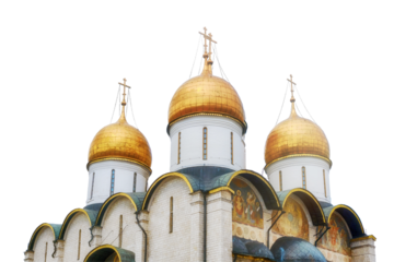Assumption Cathedral - an Orthodox church of the Moscow Kremlin located on Cathedral Square, isolated on a white background
