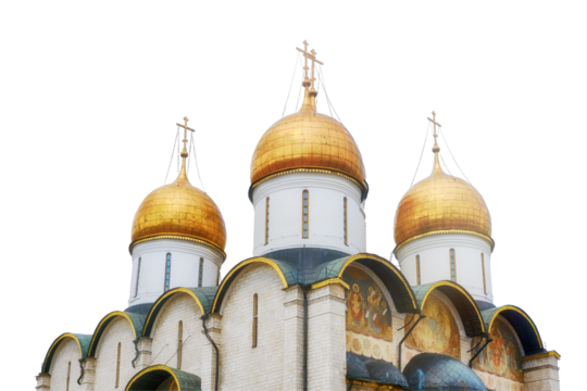 Assumption Cathedral - an Orthodox church of the Moscow Kremlin located on Cathedral Square, isolated on a white background