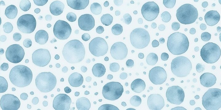 Seamless hand drawn watercolor polka dots or animal spots pattern in pastel blue and white. Abstract geometric circles background texture. Baby boy's blanket, clothing or nursery wallpaper