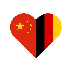 unity concept. heart shape icon of china and germany flags. vector illustration isolated on white background