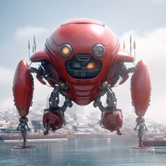 Fototapeta premium Red surreal robot