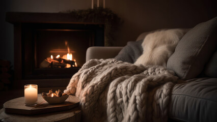 romantic mood in the bedroom by candle soft light generative ai