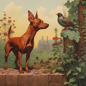 Miniature Pinscher in the nature