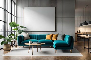 modern living room interior FRMAE MOCKUP