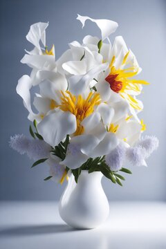 white flowers in a vase generation AI technology