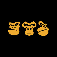 Collection of head gorilla vector template 