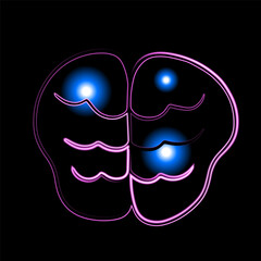 Vector isolated illustration of human brain. Brain activity. Mental health.