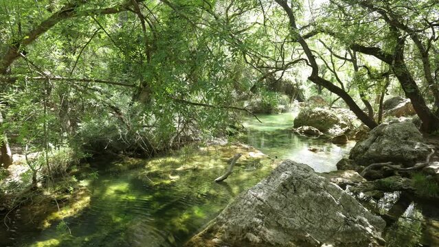 Sillans la cascade en Provence. la cascade se jette dans des bassins de couleur turquoise et émeraude. L'eau coule ensuite dans de petits bassins en faisant des mini cascades.