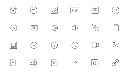 Pixel Perfect. Basic User Interface Essential Set. Line Outline Icons. For App, Web, Print. Editable Stroke. Pixel Stroke Wide with Round Cap and Round Corner