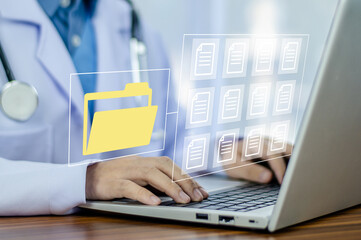 Document Management System DMS Folder, File data management or data transfer backup technology.