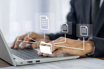 document Management System DMS Folder, File data management or data transfer backup technology.