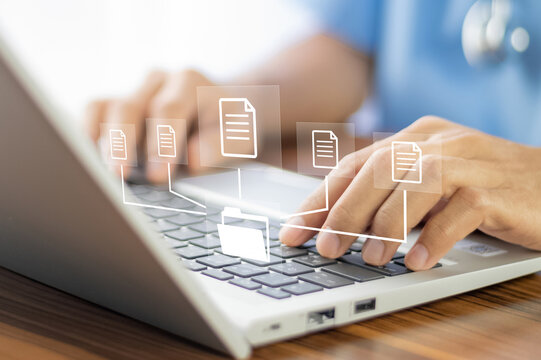 document Management System DMS Folder, File data management or data transfer backup technology.
