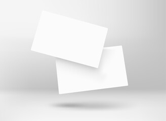 Two blank white business cards. 3d vector mockup for branding