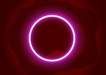 Circle frame with vivid neon effect. 3d vector illustration 