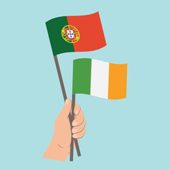Flags of Portugal and Ireland, Hand Holding flags