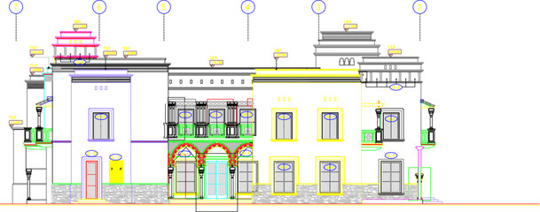 Vector sketch of old colonial classic villa house illustration 