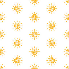 simple hand drawn sun seamless pattern vector, cute sun pattern background