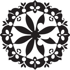 Flower clipart vector design black and white
