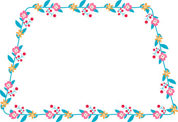 Obraz premium Trapezoid Frame flower frame wreath floral leaf borders colorful natural cute blossom love green pink decoration wedding card anniversary celebration greeting success birthday valentine Christmas new 