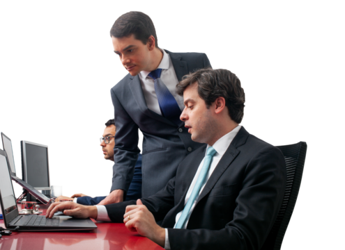 executives analyzing business on computer - Powered by Adobe